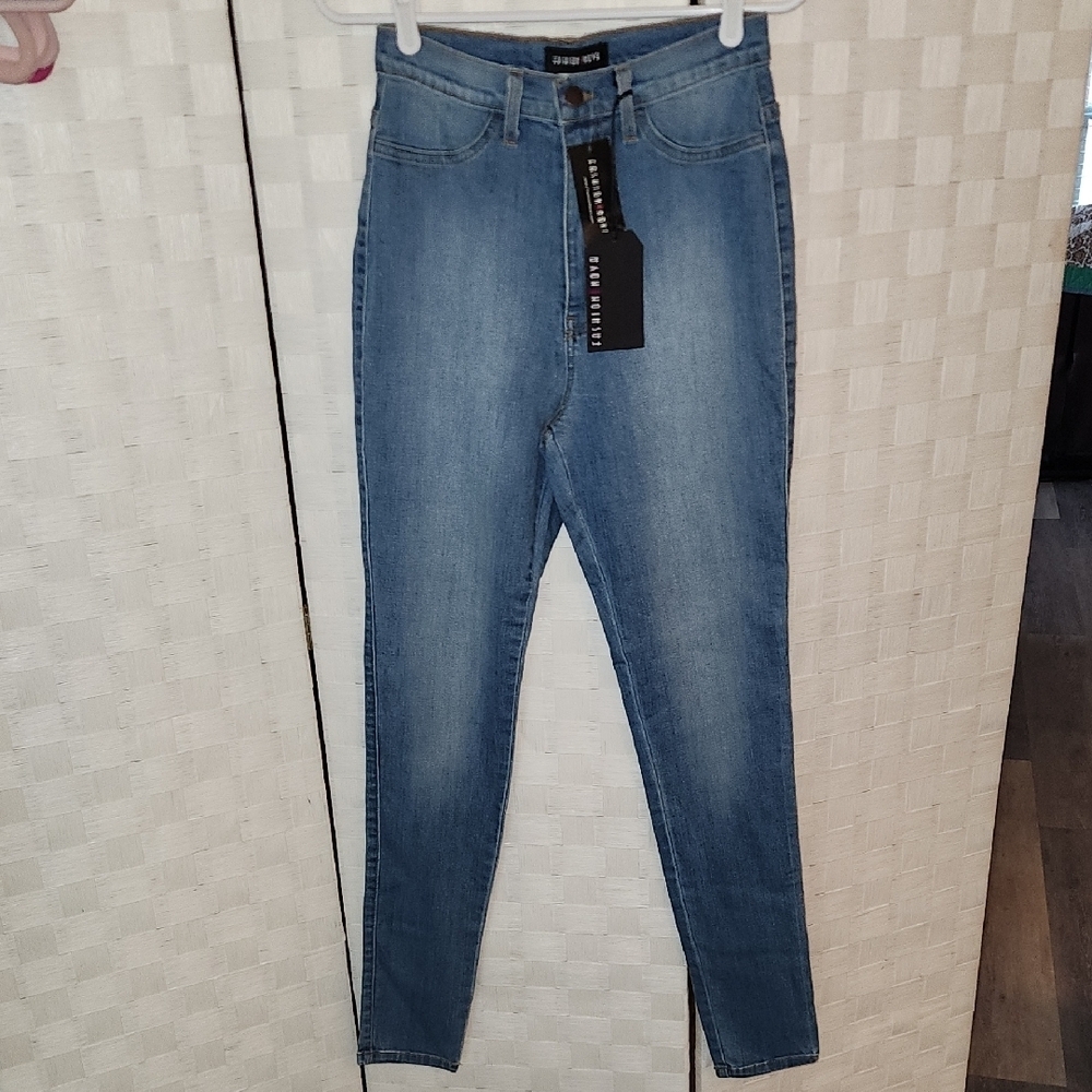 Fashion Nova NWT Blue High-Waisted Skinny Women Jeans Sz 11 Jrs 29 Waist